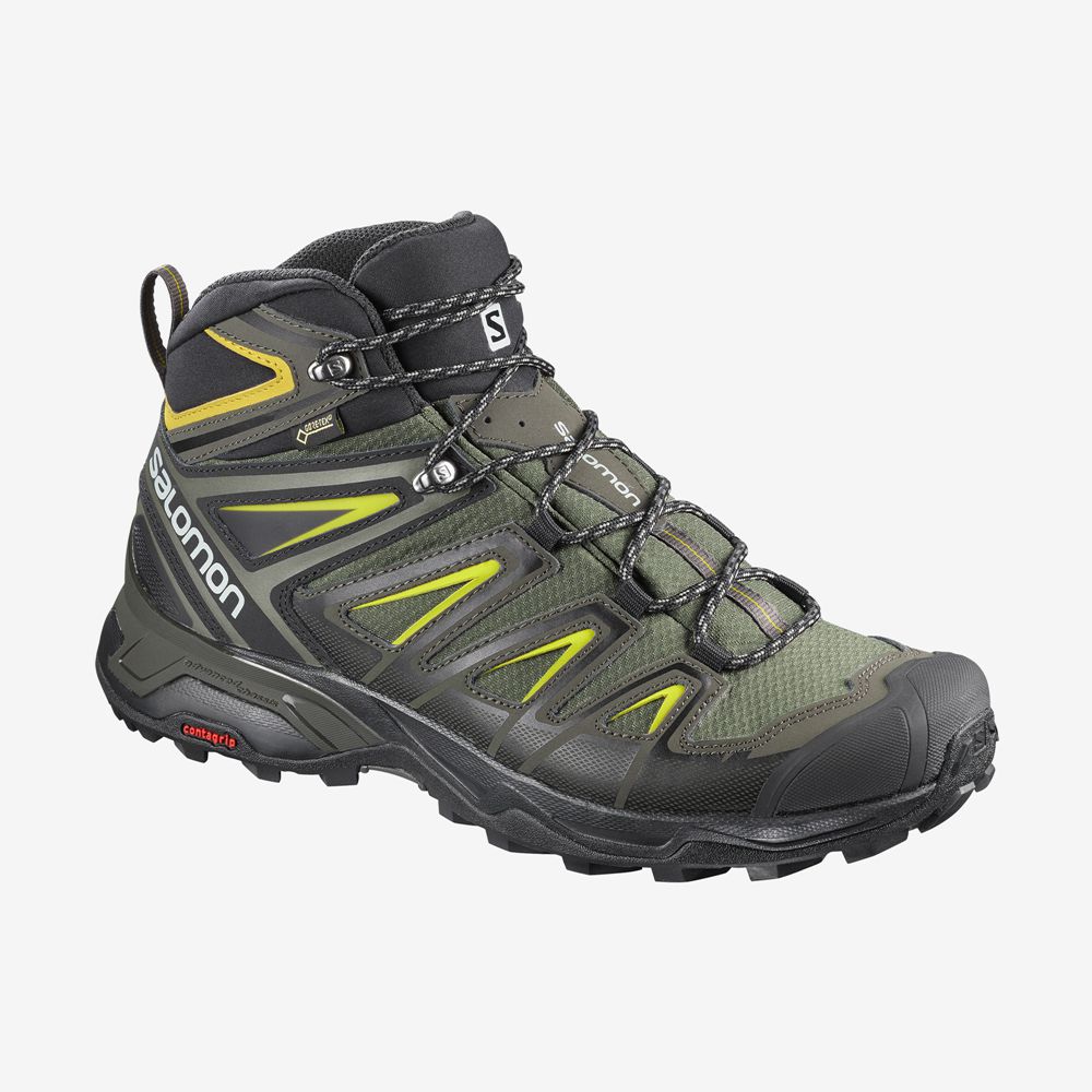 Salomon Singapore Mens Hiking Boots - X ULTRA 3 WIDE MID GORE-TEX Multicolor | 76143-DFQV